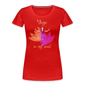 Yoga - Frauen Premium Bio T-Shirt - Rot - Vorne - Mia (176cm)