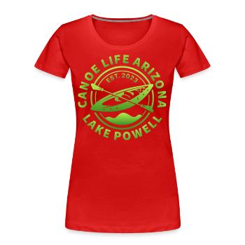 Canoe Life Arizona Design vert fluo - T-shirt bio Premium Femme - rouge - Devant - Mia (176cm)