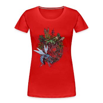 La planète des plantes carnivores en couleur - T-shirt bio Premium Femme - rouge - Devant - Mia (176cm)