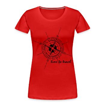 Kompass time to travel schwarz - Frauen Premium Bio T-Shirt - Rot - Vorne - Mia (176cm)