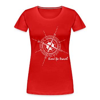 Kompass time to travel weiß - Frauen Premium Bio T-Shirt - Rot - Vorne - Mia (176cm)
