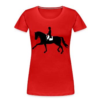 2541614 129634992 Dressurpferd - Frauen Premium Bio T-Shirt - Rot - Vorne - Mia (176cm)