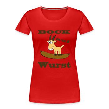Comic Bock - Bock auf Wurst - Frauen Premium Bio T-Shirt - Rot - Vorne - Mia (176cm)