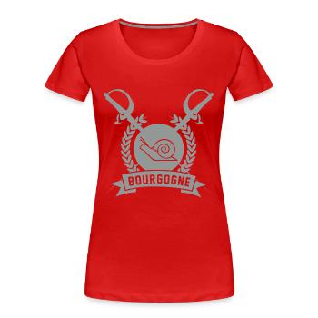 Bourgogne Badge Argent - T-shirt bio Premium Femme - rouge - Devant - Mia (176cm)