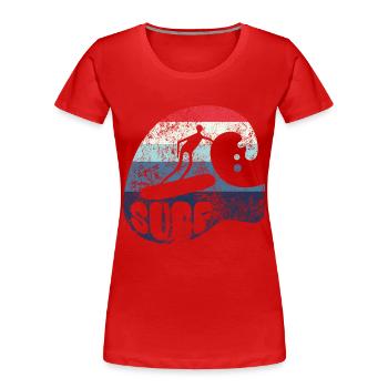 Welle - Surfer - Surf - Geschenk - Frauen Premium Bio T-Shirt - Rot - Vorne - Mia (176cm)