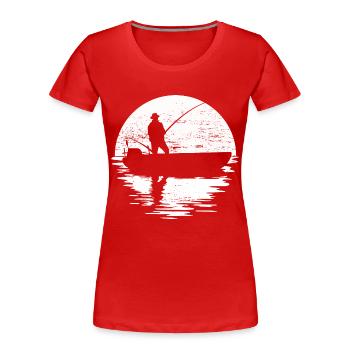 Angeln bei Vollmond - Angler Geschenk - Frauen Premium Bio T-Shirt - Rot - Vorne - Mia (176cm)
