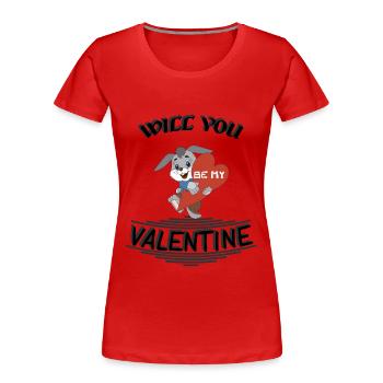 Will you be my valentine - Frauen Premium Bio T-Shirt - Rot - Vorne - Mia (176cm)