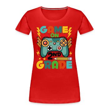 Spiel in der 2. Klasse - Frauen Premium Bio T-Shirt - Rot - Vorne - Mia (176cm)