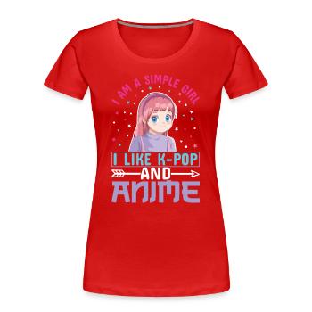 Korean K-pop Music Pop Gift Korea Music - Women's Premium Organic T-Shirt - red - Front - Mia (176cm)