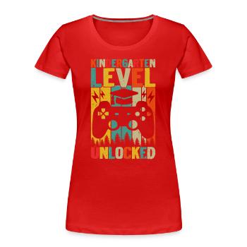 Kindergarten Level Unlocked - Women's Premium Organic T-Shirt - red - Front - Mia (176cm)
