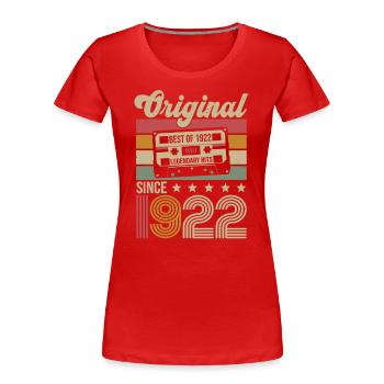 Vintage Geburtstag Original Geschenkidee 1922 - Frauen Premium Bio T-Shirt - Rot - Vorne - Mia (176cm)