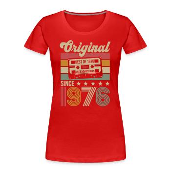 Vintage Geburtstag Original Geschenkidee 1976 - Frauen Premium Bio T-Shirt - Rot - Vorne - Mia (176cm)
