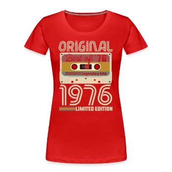 Vintage Geburtstag Original Geschenkidee 1976 - Frauen Premium Bio T-Shirt - Rot - Vorne - Mia (176cm)