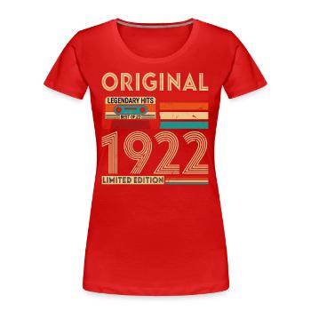 Original legendäre Hits Das Beste von 1922 - Frauen Premium Bio T-Shirt - Rot - Vorne - Mia (176cm)