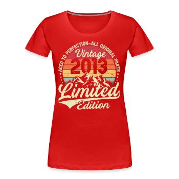 Jubiläum 2013 Jahrgang Jahrgang 2013 Jahrgang am besten - Frauen Premium Bio T-Shirt - Rot - Vorne - Mia (176cm)