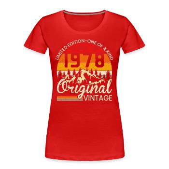 Unique in its kind born in 1978 Original vintage - Women's Premium Organic T-Shirt - red - Front - Mia (176cm)