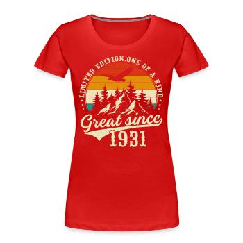 One of a kind since 1931 - Women's Premium Organic T-Shirt - red - Front - Mia (176cm)