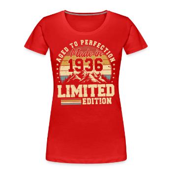 Vieilli À La Perfection Fabriqué En 1936 - T-shirt bio Premium Femme - rouge - Devant - Mia (176cm)
