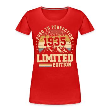 Vieilli À La Perfection Fabriqué En 1935 - T-shirt bio Premium Femme - rouge - Devant - Mia (176cm)