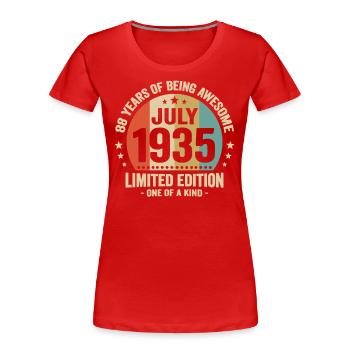 Juli 1935 88 Jahre Jubiläumsgeschenk - Frauen Premium Bio T-Shirt - Rot - Vorne - Mia (176cm)