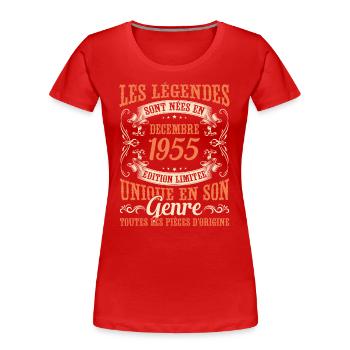 Les Légendes Sont Nées En Décembre 1955 Cadeau - T-shirt bio Premium Femme - rouge - Devant - Mia (176cm)