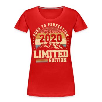 Einzigartig seit 2020 - Frauen Premium Bio T-Shirt - Rot - Vorne - Mia (176cm)