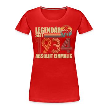 Legendär Seit 1934 Absolut Einmalig - Frauen Premium Bio T-Shirt - Rot - Vorne - Mia (176cm)