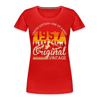 Unique in its kind born in 1957 Original vintage - Women's Premium Organic T-Shirt - red - Front - Mia (176cm)