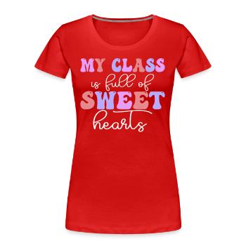 Ma classe est pleine de cœurs doux - T-shirt bio Premium Femme - rouge - Devant - Mia (176cm)