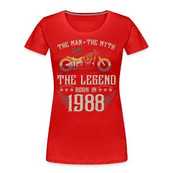 The man the myth The legend born in 1988 gift - Women's Premium Organic T-Shirt - red - Front - Mia (176cm)