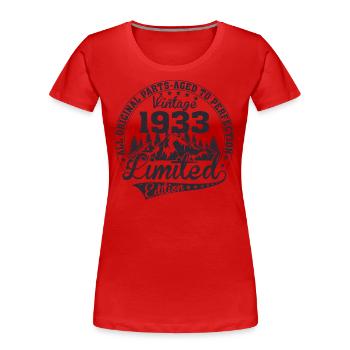 Vintage 1933 All Original Pieces Retro Gift - Women's Premium Organic T-Shirt - red - Front - Mia (176cm)