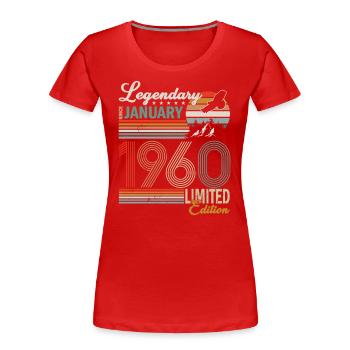 Birthday present January 1960. January 1960. - Women's Premium Organic T-Shirt - red - Front - Mia (176cm)
