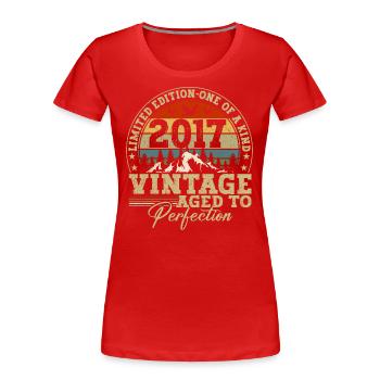Année 2017 Anniversaire 4 ans cadeau - T-shirt bio Premium Femme - rouge - Devant - Mia (176cm)