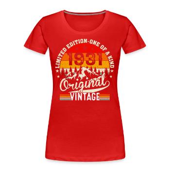 Classic car built in 1931 born birthday saying - Women's Premium Organic T-Shirt - red - Front - Mia (176cm)