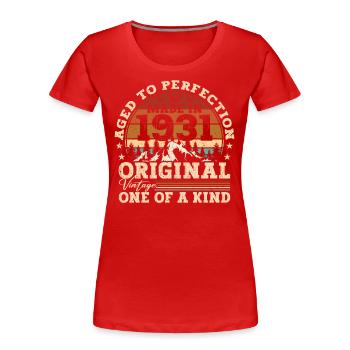 Classic car built in 1931 born birthday saying - Women's Premium Organic T-Shirt - red - Front - Mia (176cm)