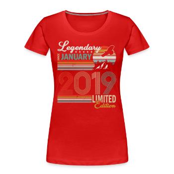 Légendaire Depuis Janvier 2019 - T-shirt bio Premium Femme - rouge - Devant - Mia (176cm)