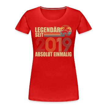 Vintage Legendary since 2019 Geburtstag - Frauen Premium Bio T-Shirt - Rot - Vorne - Mia (176cm)