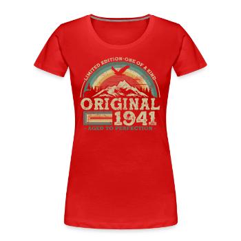 Birthday Gift 1941 - Remembrance of an era - Women's Premium Organic T-Shirt - red - Front - Mia (176cm)