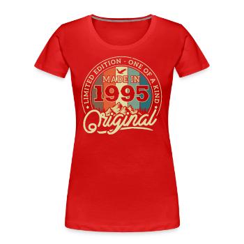 Geburtstagsgeschenk 1995 - Frauen Premium Bio T-Shirt - Rot - Vorne - Mia (176cm)