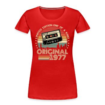Vintage 1977 Surprise d’anniversaire - T-shirt bio Premium Femme - rouge - Devant - Mia (176cm)