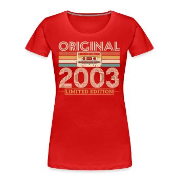 20 Jahre Jubiläums-Retro Limited Edition 2003 - Frauen Premium Bio T-Shirt - Rot - Vorne - Mia (176cm)