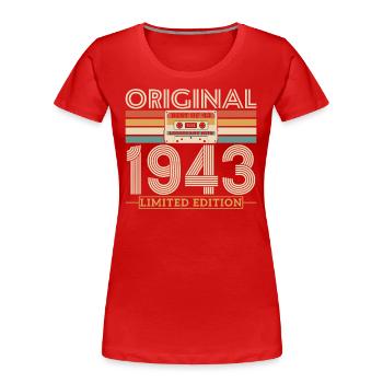 1943 Jubiläums-Retro Limited Edition - Frauen Premium Bio T-Shirt - Rot - Vorne - Mia (176cm)