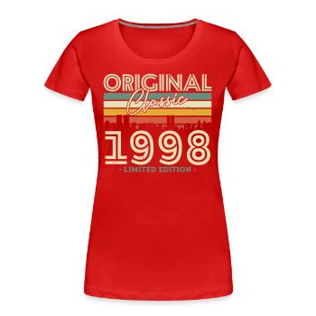 Vintage 1998 Geburtstagsgeschenk - Frauen Premium Bio T-Shirt - Rot - Vorne - Mia (176cm)