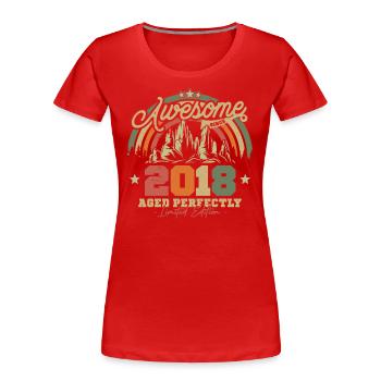 Vintage Geburtstagsgeschenk 2018 - Frauen Premium Bio T-Shirt - Rot - Vorne - Mia (176cm)