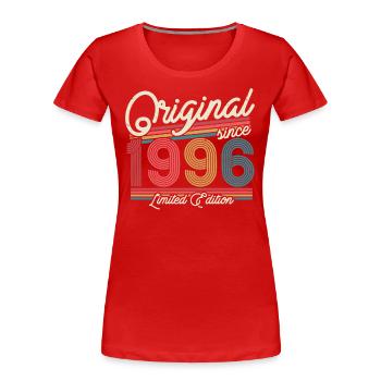 Cadeau 27/28 Anniversaire 1996 - T-shirt bio Premium Femme - rouge - Devant - Mia (176cm)