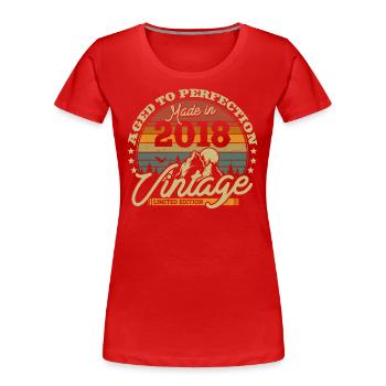 Vintage Geburtstagsgeschenk 2018, 5-6 Jahre - Frauen Premium Bio T-Shirt - Rot - Vorne - Mia (176cm)