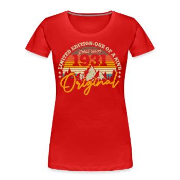 Vintage 1931 Birthday Gift - Women's Premium Organic T-Shirt - red - Front - Mia (176cm)