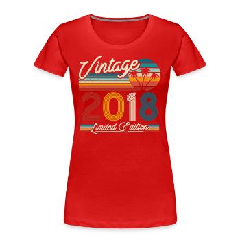 Vintage Geburtstagsgeschenk 2018, 5/6 Jahre - Frauen Premium Bio T-Shirt - Rot - Vorne - Mia (176cm)