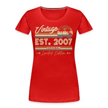 Vintage Birthday Gift 2007, 16/17 years - Women's Premium Organic T-Shirt - red - Front - Mia (176cm)