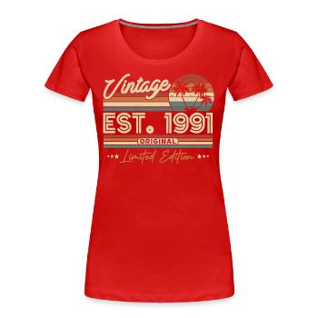 Vintage Geburtstagsgeschenk 1991 - Frauen Premium Bio T-Shirt - Rot - Vorne - Mia (176cm)